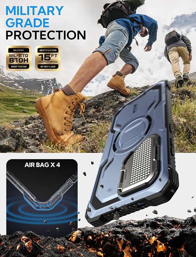 i-Blason Armorbox for Samsung Galaxy S25 Ultra Case MagSafe with Camera Cover Stand [Military Protection] Full-Body Heavy Duty Magnetic Phone Case with Screen Protector for S25 Ultra 6.9 inch, Blue