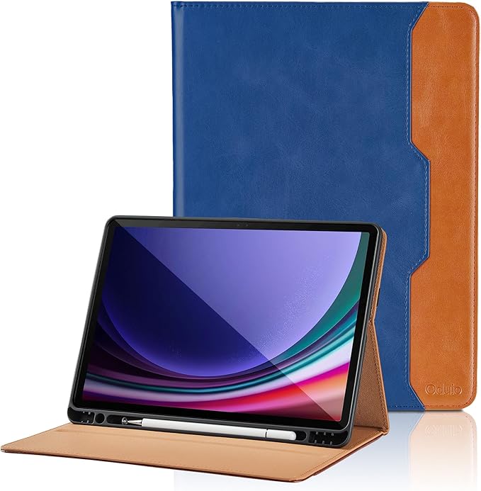 Case for Samsung Galaxy Tab S10 Lite/ S10 FE/ S9 FE 10.9 Inch/ S9 11 Inch, PU Leather Folio Case with S Pen Holder and Pocket, Auto Wake/Sleep Smart Tablet Cover, Blue