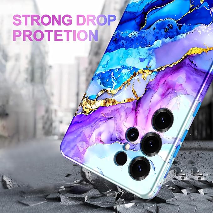 Casetego for Galaxy S25 Ultra Case,Compatible with MagSafe,[Military Grade Drop Test] Full Body Protection Slim Shockproof Rugged Marble Women Case for Samsung Galaxy S25 Ultra 6.9 inch,Azure Blue