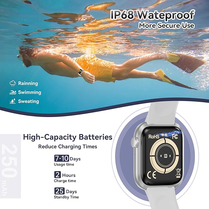 Smart Watch for Men Women, 1.83" Fitness Watch (Answer/Make Call), Smartwatch with Heart Rate/Blood Pressure, Sleep Tracker, Pedometer, 120+ Sport Modes,IP68 Waterproof Fitness Tracker for Android IOS