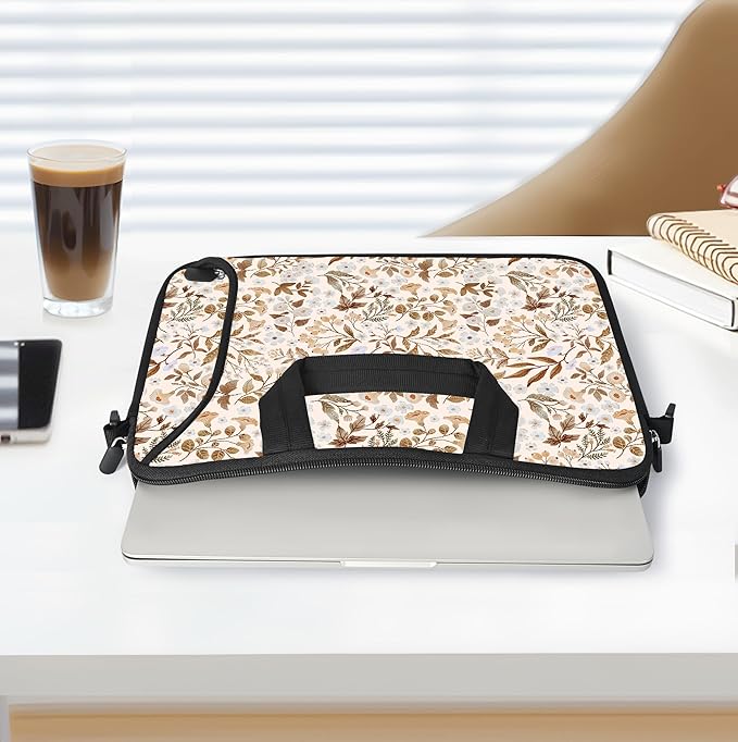 RICHEN 14 15 15.4 15.6 inch Laptop Shoulder Bag Messenger Bag Notebook Handle Sleeve Neoprene Carrying Case with Accessories Pocket (14-15.6 inch, Sicilian Flowers)