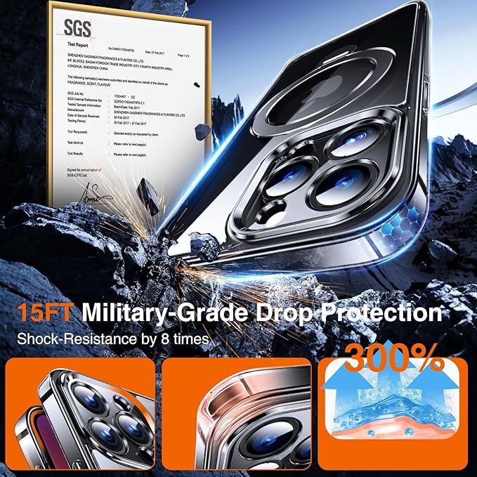 360° O-Ring MagStander for iPhone 14 Pro Case with Magnetic Kickstand Ring Holder [Compatible with MagSafe][360°Rotate Stand Ring][Military Shockproof] iPhone 14 Pro Phone Cover Clear