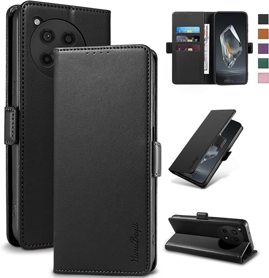 Wallet Flip Case for OnePlus 12R 5G - [RFID Blocking] Luxury PU Leather Card Holder Magnetic Phone Cover with Kickstand,Shockproof Protective Case,Black