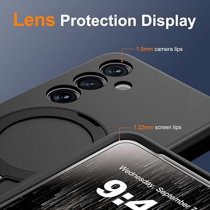 Designed for Samsung Galaxy S25 Case with Magnetic Ring Stand [Compatible with Mag-Safe][Military Grade Drop Protection][Build in Kickstand] Shockproof Galaxy S25 Phone Case 6.2",Black