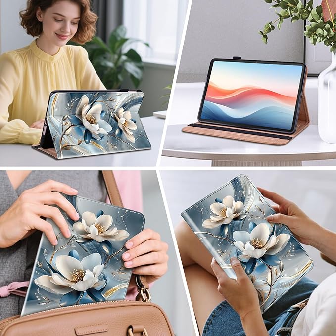 Case for Google Pixel Tablet 11 Inch 2023,Folio Cover with Multi-Angle Stand and Pen Holder, Metal Flower