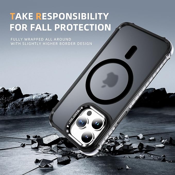 Designed for iPhone 15 Pro Case Magnetic,Supports Wireless Charging [Compatible with MagSafe Accessories], Magnetic Phone Case for iPhone 15 Pro, Black