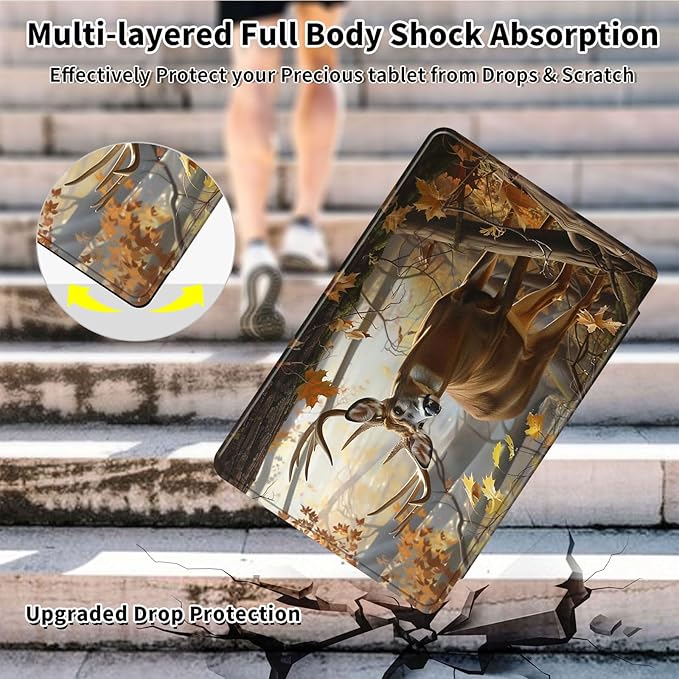 Case for Samsung Galaxy Tab A9+/A9 Plus 11 Inch 2023 Tablet Case, 360 Degree Rotating Folio Stand Smart Cover for Galaxy Tab A9+ Tablet SM-X210/X216/X218, Auto Sleep/Wake, Forest Deer