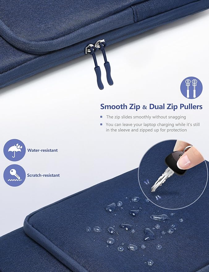 HYZUO 13.3-14 Inch Laptop Bag Sleeve for MacBook Pro 14 M4 M3 M2 M1, MacBook Air/Pro 13.3, 13.8"/13.5" Surface Laptop/Book, Notebook Case for 13" Dell Lenovo ThinkPad HP Asus Acer, Navy Blue