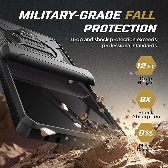 TONGATE 360° Spin Magnetic Stand for Z Flip 7 Case with Privacy Screen Protector, [Compatible with Magsafe] [Anti Spy] Full-Body Shockproof Samsung Galaxy Z Flip 7 Case with Hinge Protection, Black