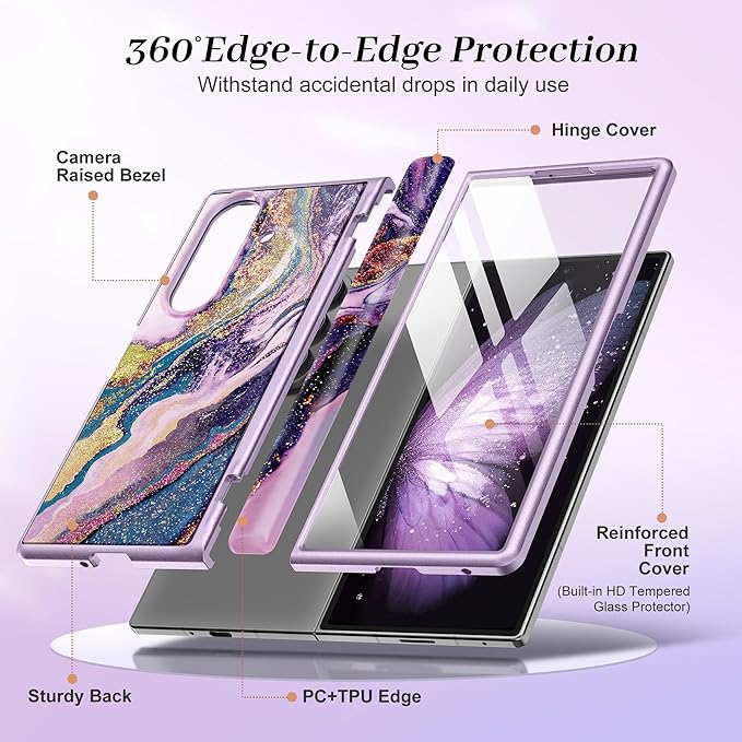 GVIEWIN for Samsung Galaxy Z Fold 7 Case Built-in HD Screen Protector [Compatible with Magsafe][Hidden Kickstand] Magnetic Full-Body Hinge Protection Slim Phone Case for Z Fold 7, Dreamland River