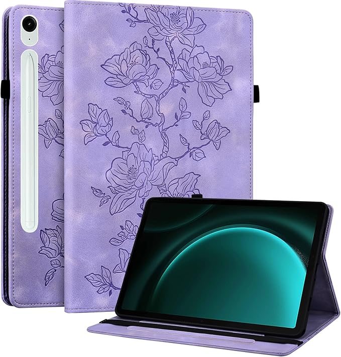 Case for Samsung Galaxy Tab S10 Lite/S10 FE/S9 FE 5G 10.9 Inch/Tab S9 11 Inch, Slim PU Leather Folio Cover with Multi-Angle Stand and Pen Holder, Purple