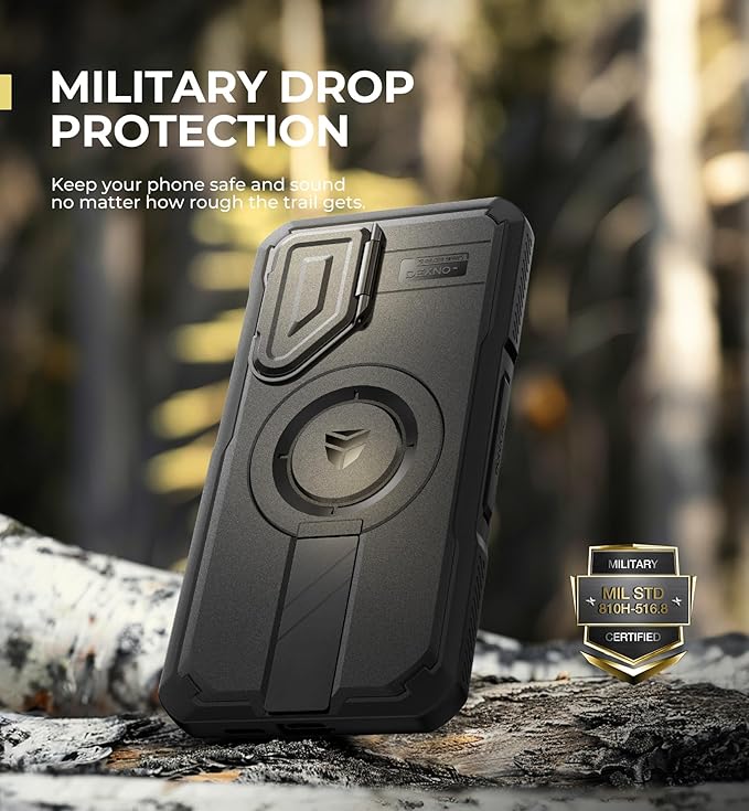 Dexnor for Samsung Galaxy S25 Plus Case with Camera Cover & Adjustable Kickstand & Built-in Screen Protector, Magnetic Rugged Shockproof Bumper Cases Heavy-Duty Magnetic Protective Cover (2025),Black