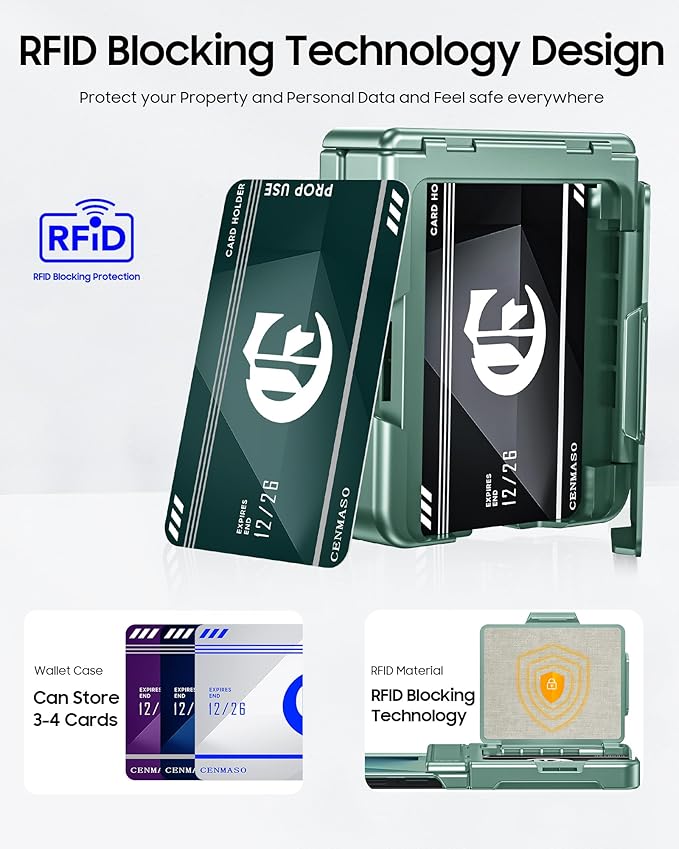 CENMASO for Samsung Galaxy Z Flip 7 Case with Card Holder [RFID Blocking] & Hinge Protection & HD Screen Protector, Rugged Anti-Scratch Full-Body Shockproof Phone Case for Z Flip 7-Mint Green