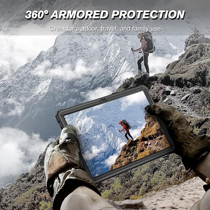 Fintie Shockproof Case for Samsung Galaxy Tab A9 Plus/A9+ 5G 11 Inch 2023 Model (SM-X210/X216/X218), Tuatara Rugged Unibody Hybrid Bumper Kickstand Cover Built-in Screen Protector, Black