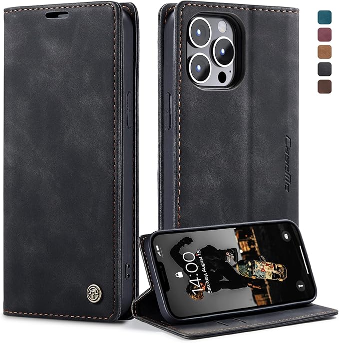 for iPhone 12/12 Pro Case, Flip Wallet Leather Case with Card Holder Magnetic Closure Shockproof Kickstand Protective Phone Cases Cover for iPhone 12 Pro 6,1",Black