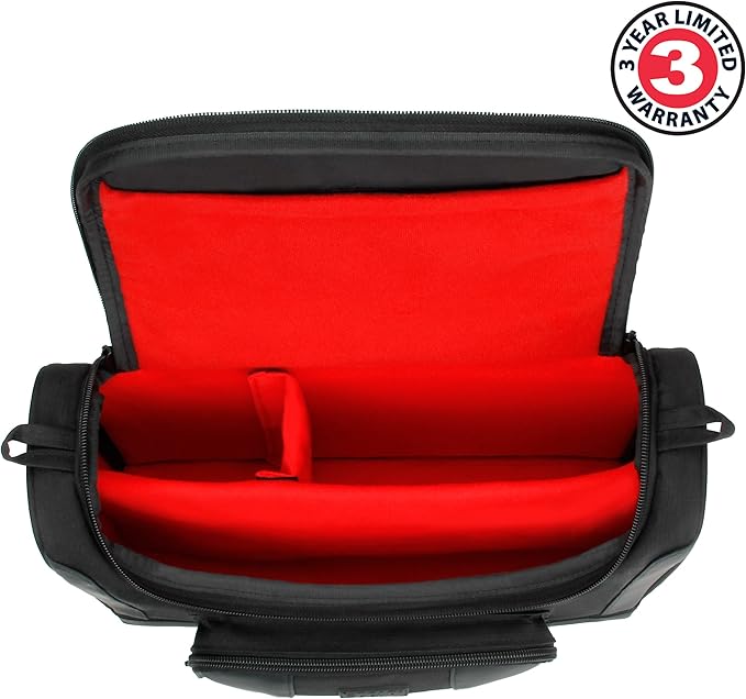 USA Gear Small Messenger Bag Compatible with Microsoft Surface Pro 11th Gen/10/9/8/7, Surface Laptop 13-inch (2025) - Shoulder Bag Travel Tablet Case Fits Accessories, Charger, Keyboard, Mouse (Red)