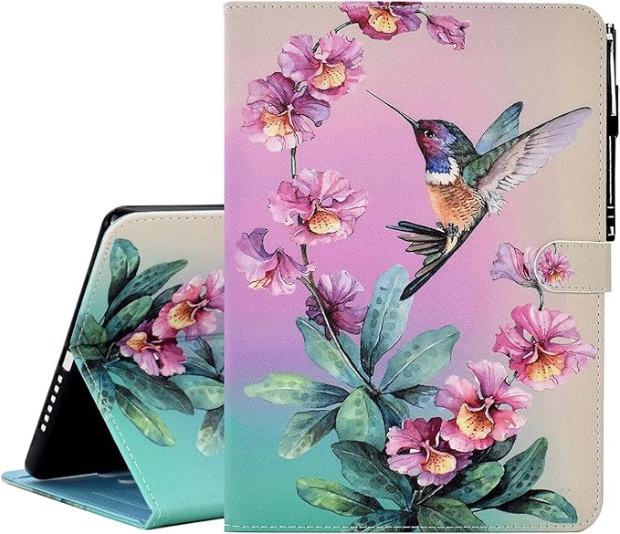 KEROM for Galaxy Tab A9 Plus Case 11 Inch 2024 2023 (SM-X210/X216/X218), Samsung Galaxy A9 Plus Tablet Case, PU Leather Stand Cover for Galaxy Tab A9+/A9 Plus, Auto Wake/Sleep - Hummingbird