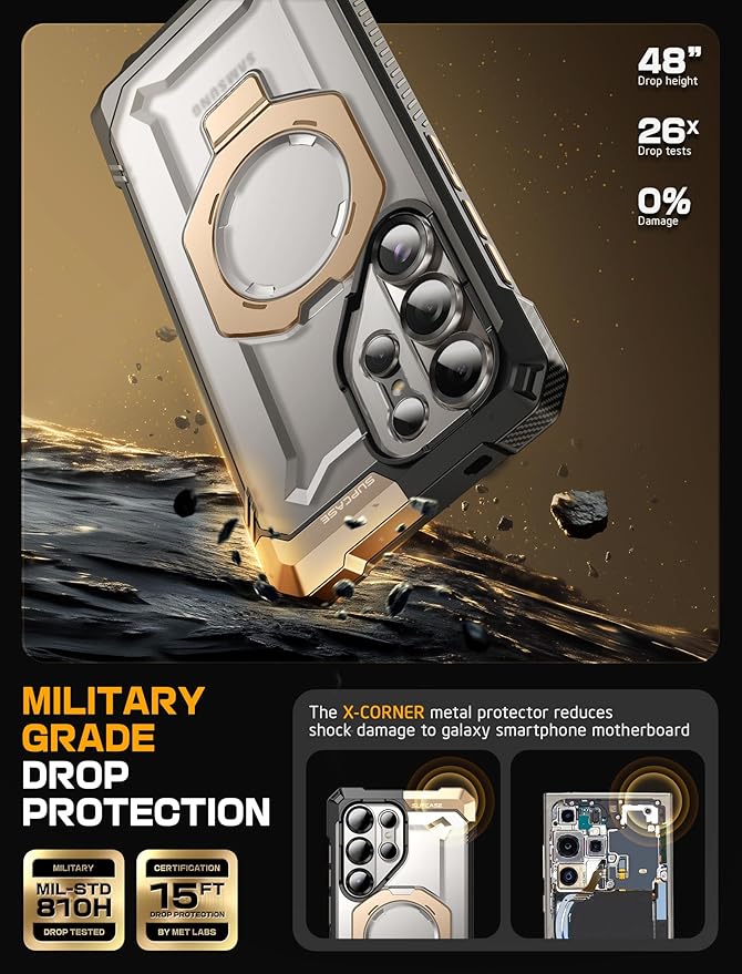 SUPCASE for Samsung Galaxy S25 Ultra Case with Stand (Unicorn Beetle Grip), [S Pen Friendly] [Compatible with MagSafe] [Military-Grade Protection] Magnetic Translucent Back Phone Case, Desert