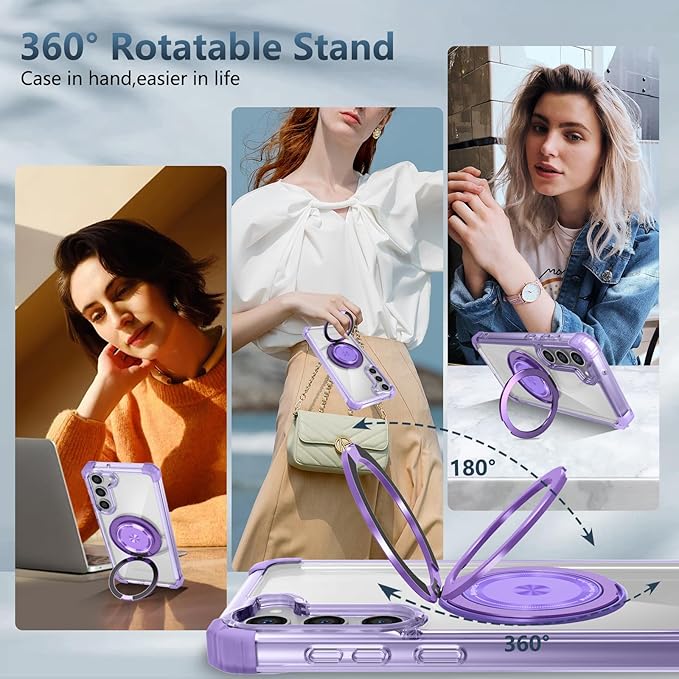 Magnetic for Samsung Galaxy S23 Plus Case Compatible with MagSafe Wireless Charging,with Screen Protector,for S23+Plus Case Built-in Kickstand Shockproof Military Grade Drop Protection Purple
