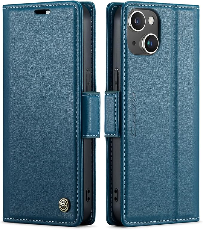 SINIANL Compatible with iPhone 15 Plus Wallet Case with RFID Blocking, for iPhone 15 Plus Case Wallet for Women Men Card Holder Magnetic Clasp Kickstand Leather Folio Case for iPhone 15 Plus Blue