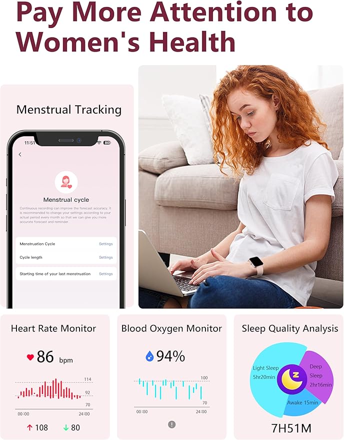 Smart Watch, 44mm Smartwatch Answer Make Calls, Alexa 1.83" Fitness Watch, IP68 Waterproof Fitness Tracker Women Men, Heart Rate/Sleep Monitor, 100+ Sports Pedometer Watch for Android & iOS Phone