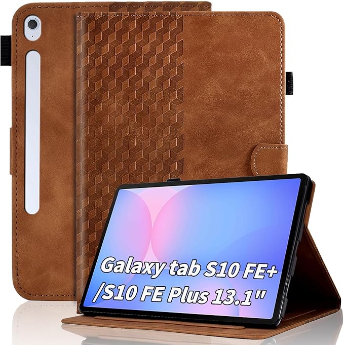 Case for Samsung Galaxy Tab S10 Fe Plus 2025 13.1" Multi-Angle Viewing Protective,Magnetic PU Leather Folio Adjustable Stand Shell Foldable Card Holder,Galaxy Tab S10 Fe+, Brown