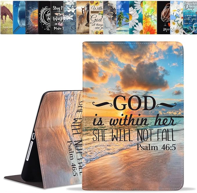 Case for Samsung Galaxy Tab S10 Lite / S10 FE / S9 FE 10.9-Inch / S9 11-Inch, Slim Lightweight PU Leather Stand Cover with Auto Wake/Sleep - Bible Verse Psalm 46:5