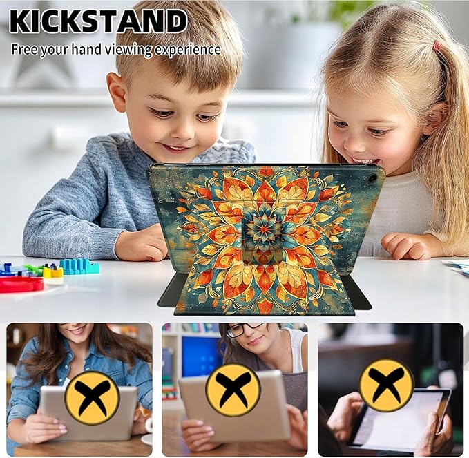 Case for Samsung Galaxy Tab A9+/A9 Plus 11 Inch 2023 Tablet Case, 360 Degree Rotating Folio Stand Smart Cover for Galaxy Tab A9+ Tablet SM-X210/X216/X218, Auto Sleep/Wake, Mandala