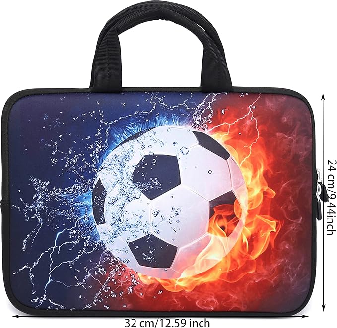 11" 11.6" 12" 12.1" 12.5" inch Laptop Carrying Bag Chromebook Case Notebook Ultrabook Bag Tablet Cover Neoprene Sleeve Fit Apple MacBook Air Samsung Google Acer HP DELL Lenovo Asus(Football Fire)