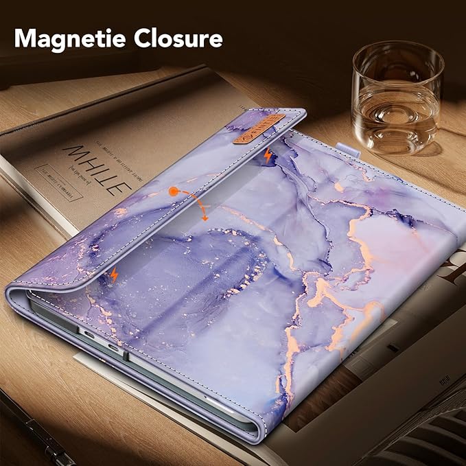 Fintie Case for Microsoft Surface Pro 12 Inch 1st Edition (2025), Multiple Angle Viewing Portfolio Business Cover with Pocket & Stylus Holder, Compatible with Type Cover Keyboard (Lilac Marble)