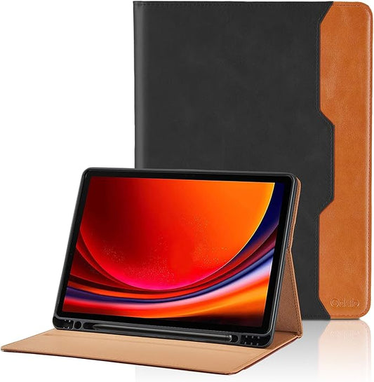 Case for Samsung Galaxy Tab S10 Plus 2024/S9 FE+/S9 Plus 12.4 Inch 2023 - Model SM-X820/X826B/X610/X616B/X810/X816B with S Pen Holder and Pocket, PU Leather Folio Stand Cover Auto Wake/Sleep, Black