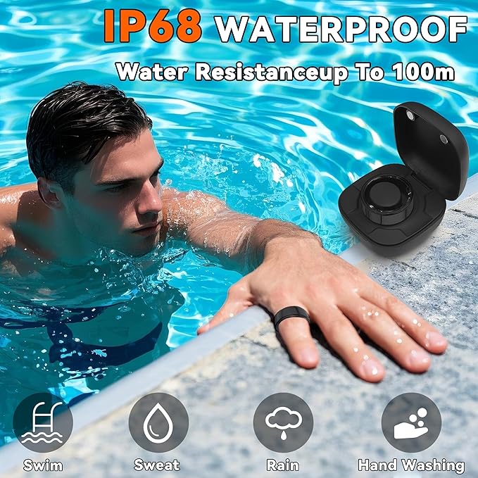 Smart Ring for Women Men with a Black Charging Box,Bluetooth Connection,Health Ring,IP68 Waterproof, Fitness Ring Tracks Heart Rate/Sleep/Steps/Sports Activities/Blood Oxygen(Black 8)