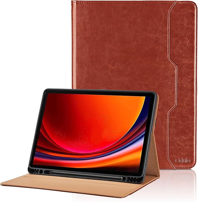 Case for Samsung Galaxy Tab S10 Plus 2024/S9 FE+/S9 Plus 12.4 Inch 2023 - Model SM-X820/X826B/X610/X616B/X810/X816B with S Pen Holder and Pocket, PU Leather Folio Stand Cover Auto Wake/Sleep, Brown