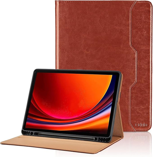 Case for Samsung Galaxy Tab S10 Plus 2024/S9 FE+/S9 Plus 12.4 Inch 2023 - Model SM-X820/X826B/X610/X616B/X810/X816B with S Pen Holder and Pocket, PU Leather Folio Stand Cover Auto Wake/Sleep, Brown