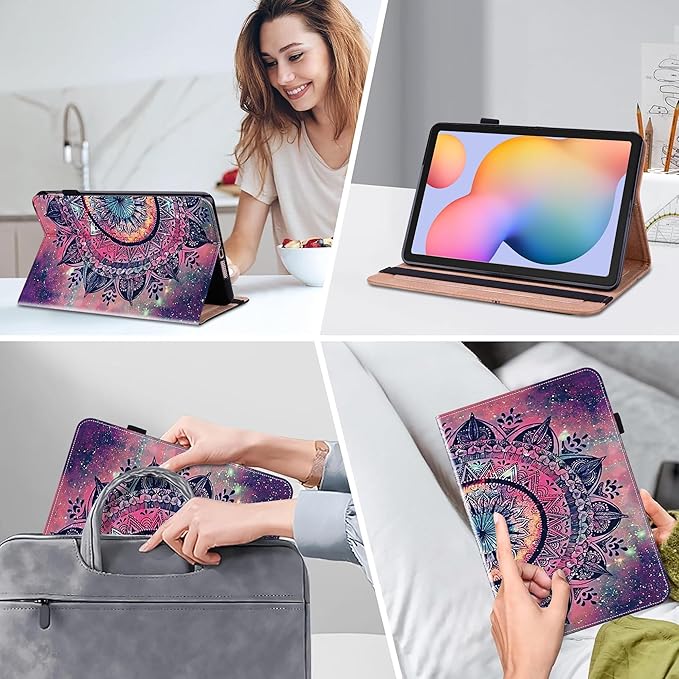 Case for Lenovo Yoga Tab Plus Tablet 12.7 Inch 2025, Multi-Angle Viewing Premium PU Leather Stand Case with Elastic Strap & Card Slots for Lenovo Yoga Tab Plus 12.7" Tablet-Mandala