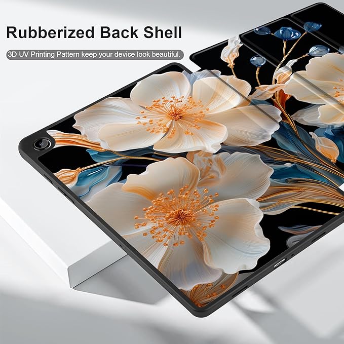 MEEgoodo Case for Samsung Galaxy Tab A9 Plus 11 inch Cover 2024 2023 with S Pen Holder, A9+ Smart Tablet Cases with Leather Trifold Stand+Soft TPU Back Shell+Smart Auto Wake/Sleep, Beautiful Fractal