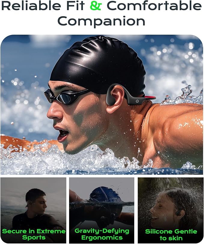 Open Ear Sport Headphones, Wireless Bone Conduction Earphones, Built-in 32GB MP3,with Mic, IP68, Sweat & Water Resistant, Up to 8 Hours Battery, Bluetooth 5.3, for Running, Workouts, Swimming