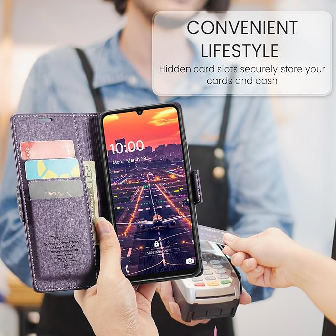 for Samsung Galaxy A16 5G/4G Case, Premium PU Leather Wallet Case Flip Cover with [RFID Blocking][Card Holder][Stand Function] Shockproof Protective for Samsung Galaxy A16, Purple