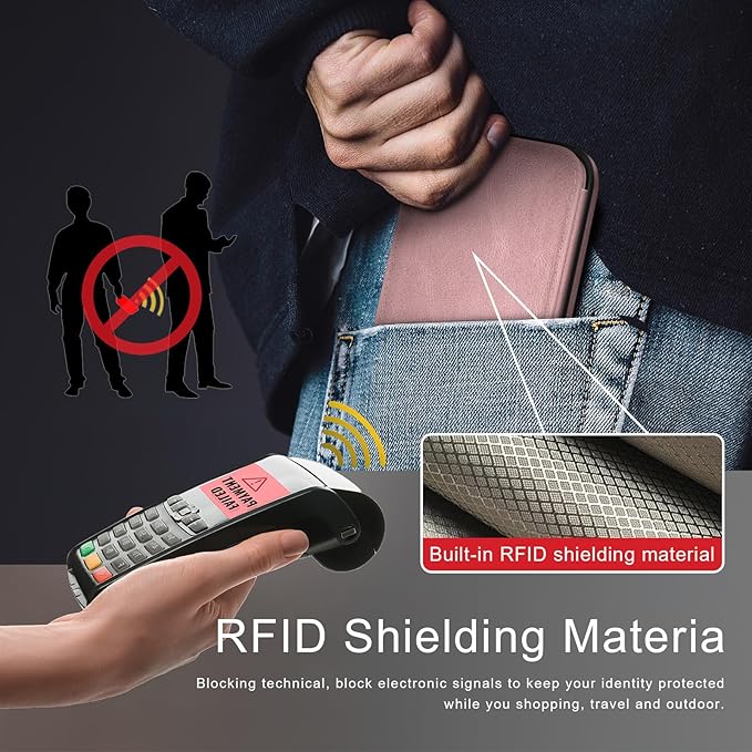 DJDUCK Designed for iPhone 14 Case Wallet with Card Holder, [Magnetic Clasp Cover] [RFID Blocking Leather Protection] Shockproof Women Men Cases 6.1 Inch for Apple 14 Pink