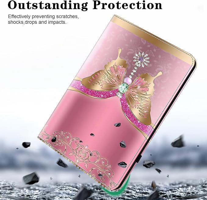 Case for Lenovo Tab M9 Cover 9.0 inch (TB-310FU,2023 Released), Premium PU Leather Flip Stand Case with Elastic Band/Card Slots/Pen Holder for Lenovo Tab M9 Tablet - Pink Butterfly
