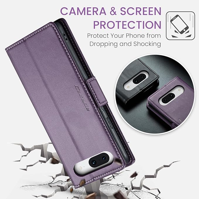 for Google Pixel 8A Case, Premium PU Leather Wallet Case Flip Cover with [RFID Blocking][Card Holder][Stand Function] Shockproof Protective for Google 8A, Purple