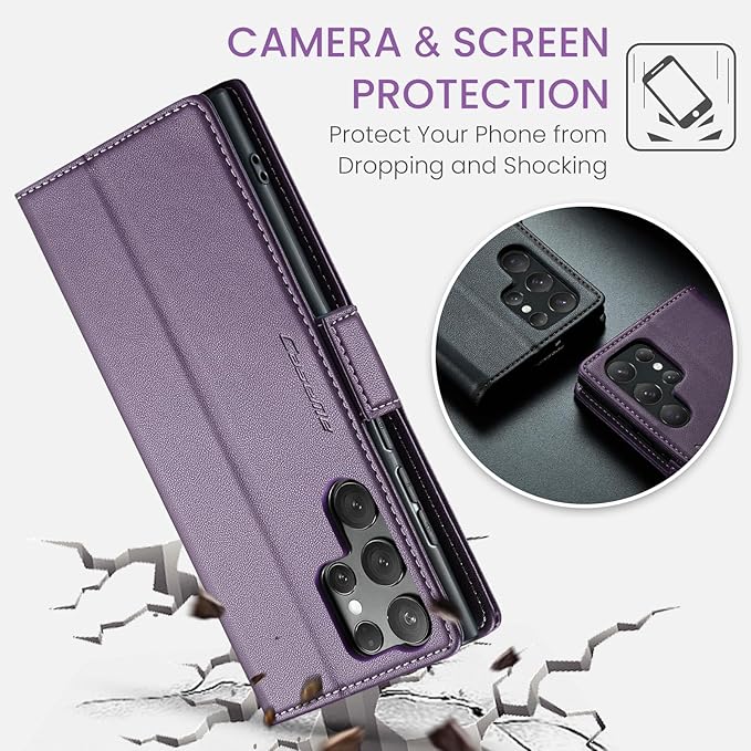for Samsung Galaxy S25 Ultra Case, Premium PU Leather Wallet Case Flip Cover with [RFID Blocking][Card Holder][Stand Function] Shockproof Protective for Samsung Galaxy S25 Ultra, Purple