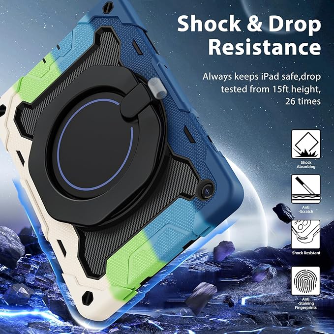 ROISKIN Case for Galaxy Tab A9 Plus 5G/ A9+ 11 Inch with HD Screen Protector & Shoulder Strap,Heavy Duty Military Case for Samsung Galaxy A9 Plus SM-X210/X216/X218 - Rotating Stand for Kids