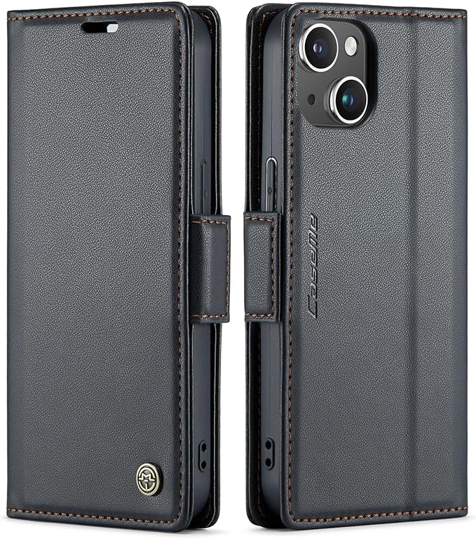 SINIANL Compatible with iPhone 15 Wallet Case with RFID Blocking, for iPhone 15 Case Wallet for Women Men Card Holder Magnetic Clasp Kickstand Leather Book Folio Case for iPhone 15 Black