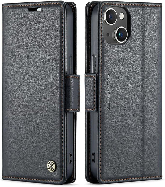 SINIANL Compatible with iPhone 15 Wallet Case with RFID Blocking, for iPhone 15 Case Wallet for Women Men Card Holder Magnetic Clasp Kickstand Leather Book Folio Case for iPhone 15 Black