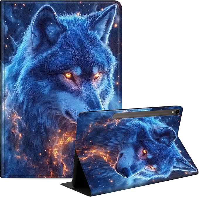 Case for Samsung Galaxy Tab S10 FE/ S9 FE 5G 10.9 Inch/Tab S9 11 Inch, Slim PU Leather Stand Cover with Auto Wake/Sleep, Multi-Angle Viewing & Shockproof, Blue Wolf