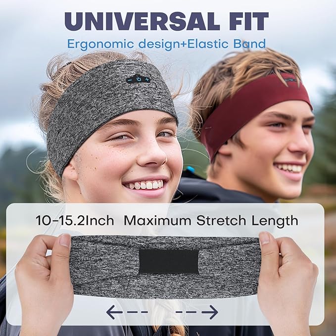 Sleep Headphones Bluetooth Headband for Side Sleeper 2-Pack, 14H Playtime, Wireless Headband Headphones with HD Stereo Speakers for Workout,Running,Yoga, Ideal Gifts for Men, Women, Teens