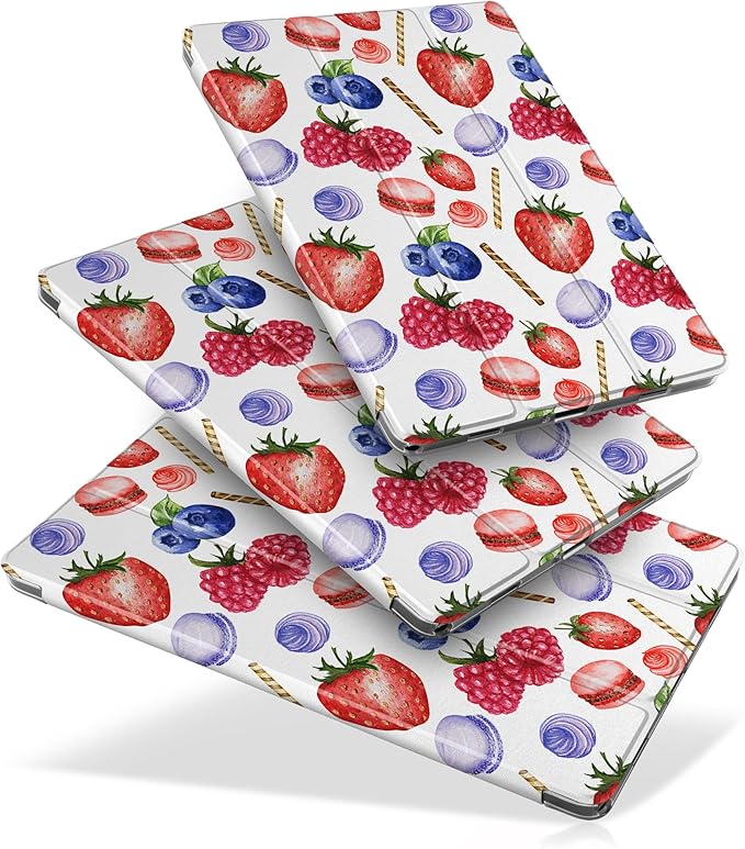 DONGKE Case for Samsung Galaxy Tab A9+/A9 Plus 11 inch 2024 2023 (SM-X210/X216/X218), Slim Stand Hard PC Translucent Back Shell Smart Cover, Auto Wake/Sleep - Lovely Fruits