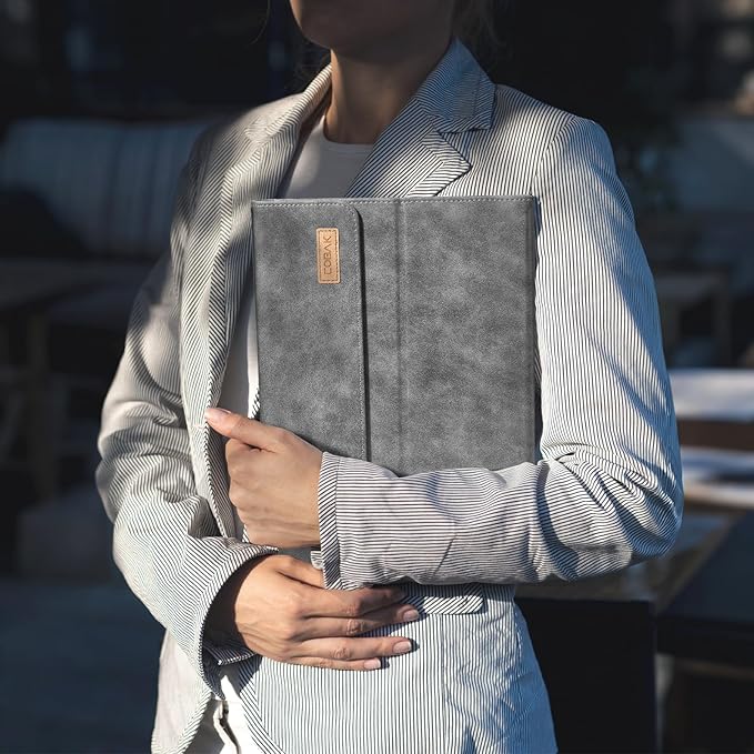 CoBak Case for Microsoft Surface Pro 12" (2025), Premium Business Cover with Multi-Angle Stand, Embedded Stylus Holder, Keyboard Support & Built-in Organizer – Tailored for Professionals,Cowhide Gray