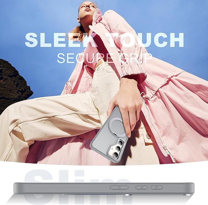 for Samsung Galaxy S25 Case with 360°Rotatable Magnetic Ring Stand Compatible with Mag-Safe Military Protection Shockproof Matte Translucent Phone Cases for Samsung Galaxy S25,Gray